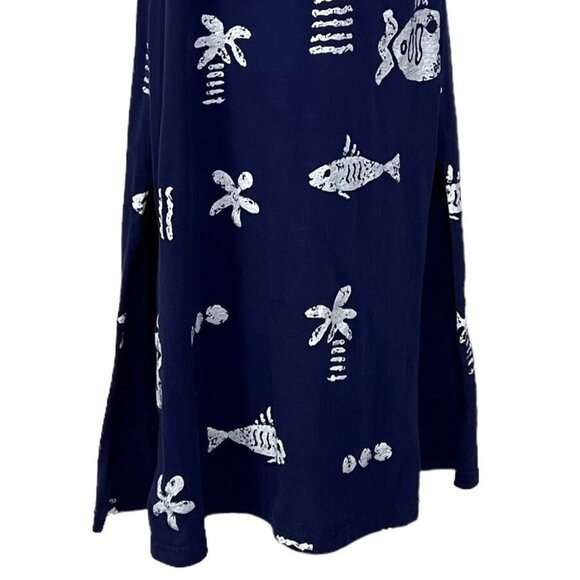 Hilo Hattie Hawaiian Sleeveless Fish Palm Trees Resort Ocean Long Maxi Dress  XS - Picture 3 of 8